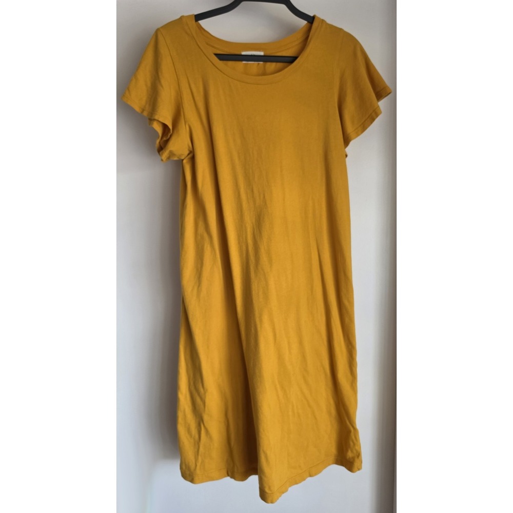 T.la Women S Yellow Cotton T-shirt Dress Short Sleeve Solid Midi Sundress Casual